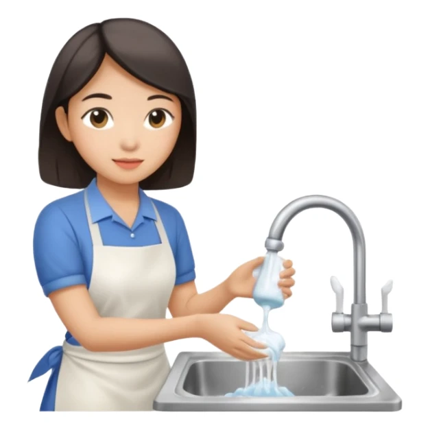 aisan Woman washing dishes sticker