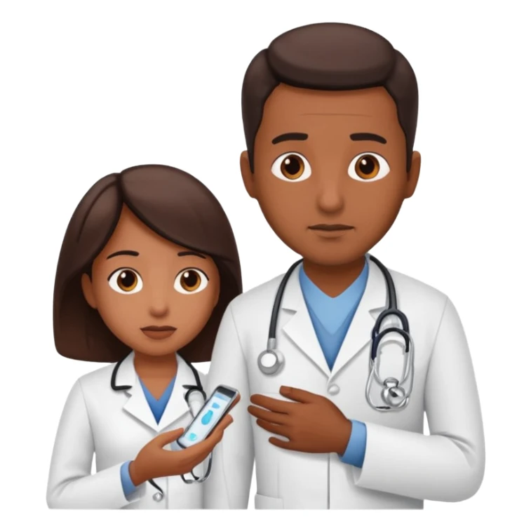 Doctor assessing patient’s pain level to appendicitis patient  sticker