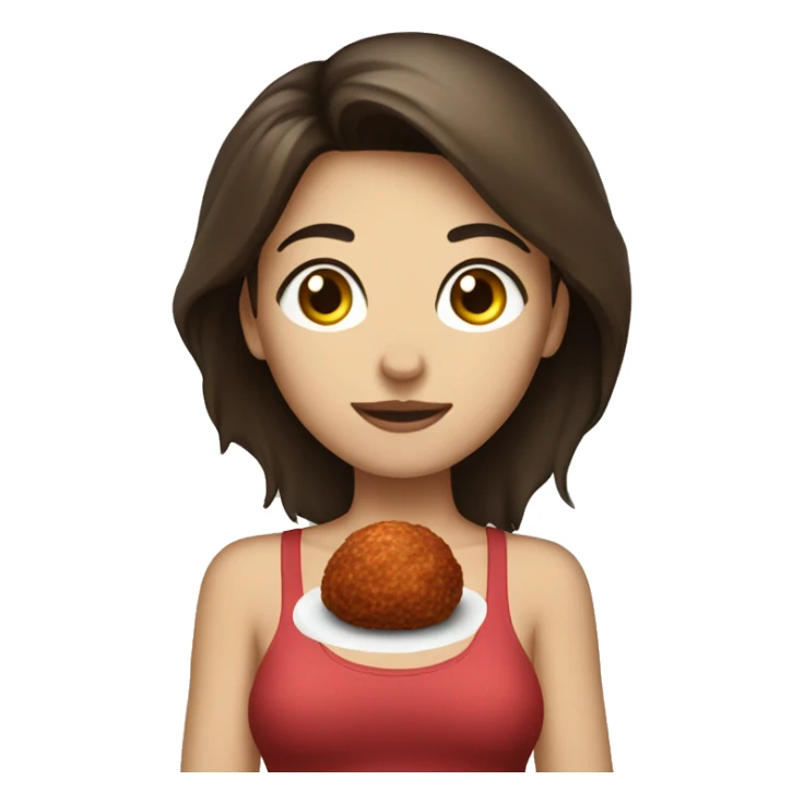 Brunette girl with a meatball for a body sticker
