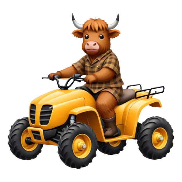 Highland cow riding a four wheeler  sticker