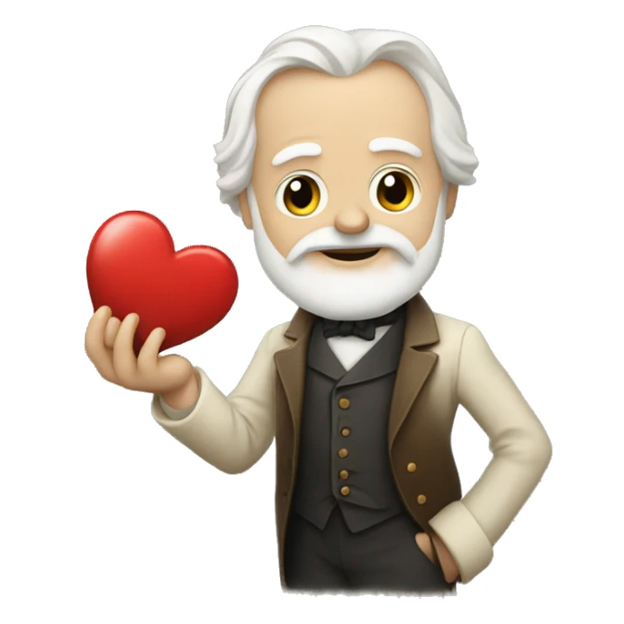 Victor Hugo holds a heart in his hand sticker