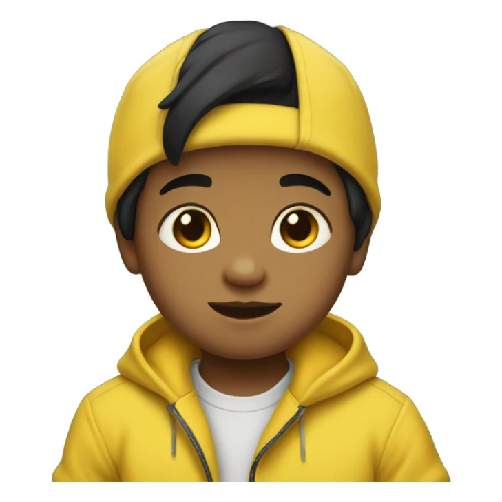 baby boy with black hair and yellow clothes. sticker