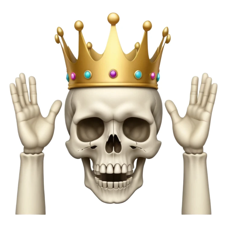 shocked skull with crown, hands raised pressing on head in disbelief sticker