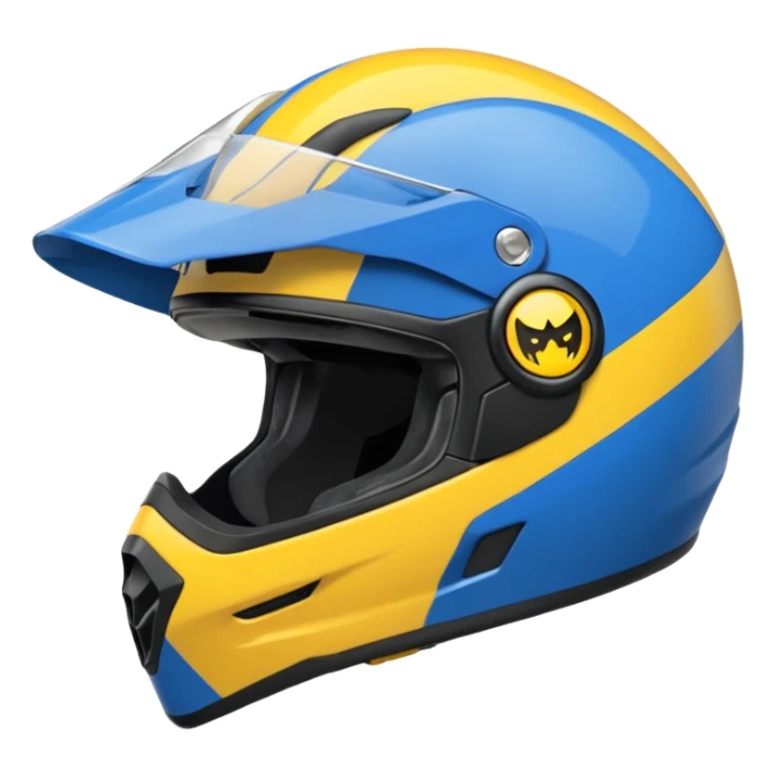 emoji capacete de moto azul (use a cor no HEX/HTML #1440FF) e com detalhes amarelo (use a cor no HEX/HTML #FFA814), com maior predominância no azul  sticker