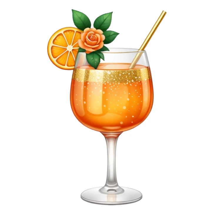 Glittery orange coloring with roses gold mocktail sticker
