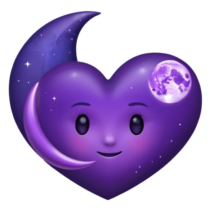 dark purple heart with a purple Moon sticker