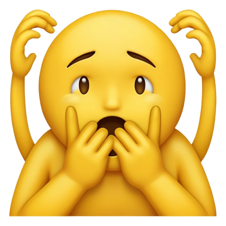 Yellow default emoji choking themselves with their hands from distress  sticker