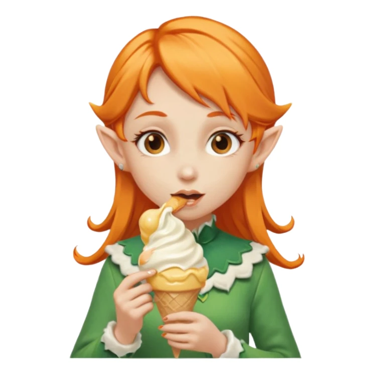 
a girl elf in orange hair with vanilla ice cream




 sticker