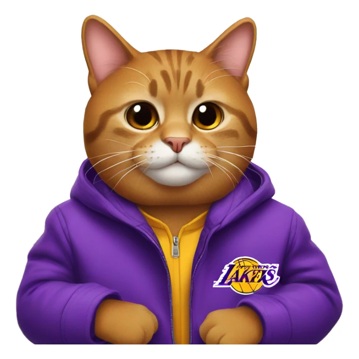 One cat use a coat to the lakers sticker