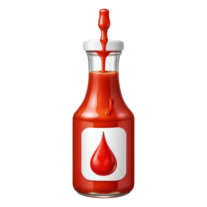 A single bottle of spicy sauce, keep it plain no branding or text. Add a drip effect to this. sticker