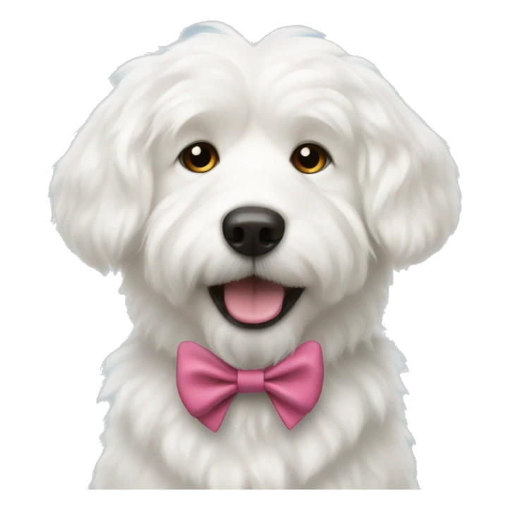 Fluffy white dog with bow on it sticker