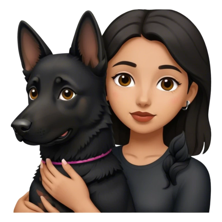 latina girl holding a black german shepherd sticker