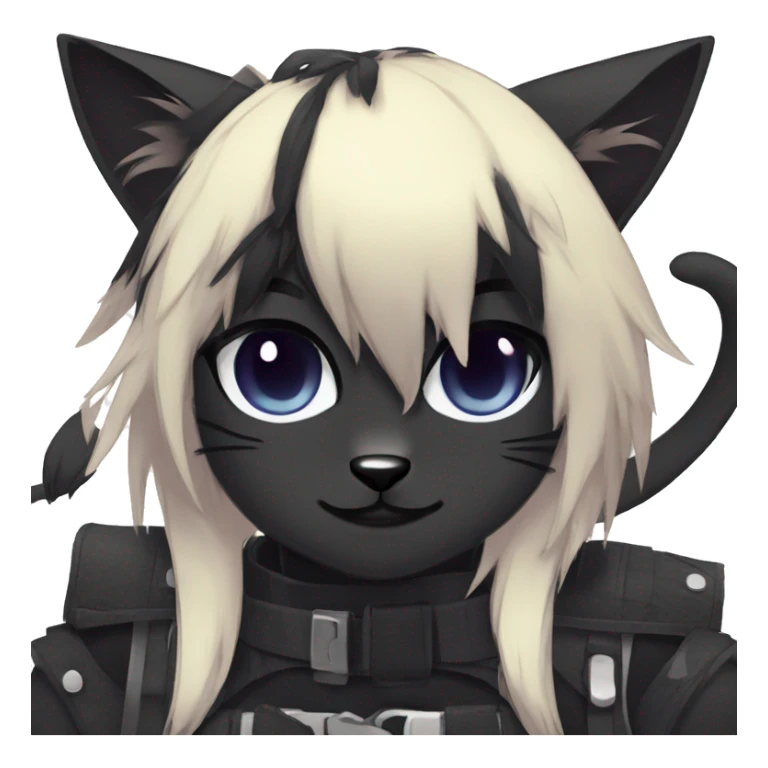 Anthro Cool Black Cat-Fursona-Fakemon with Emo Hair-bangs with Chest Harness sticker