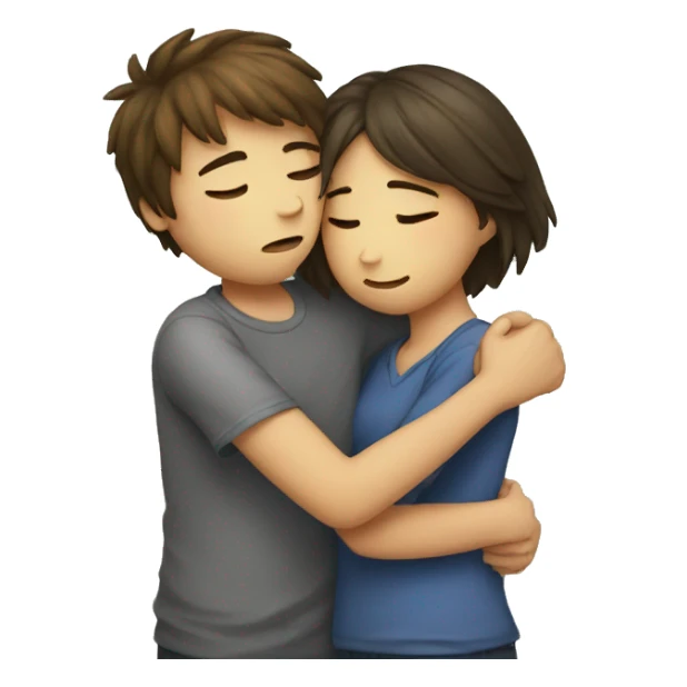 sad hug girl and boy sticker