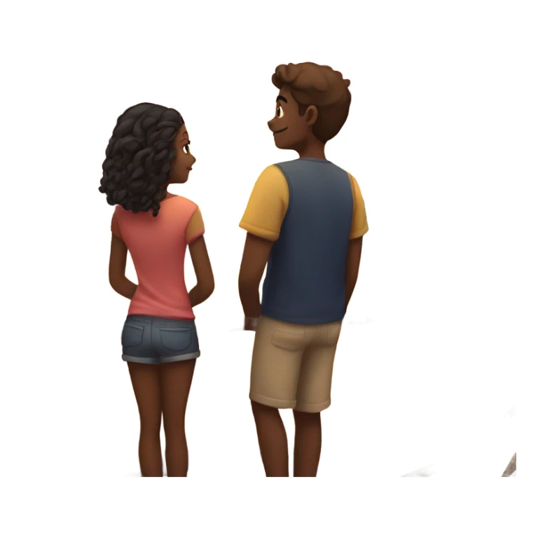 A girl and a guy watching the sunset sticker