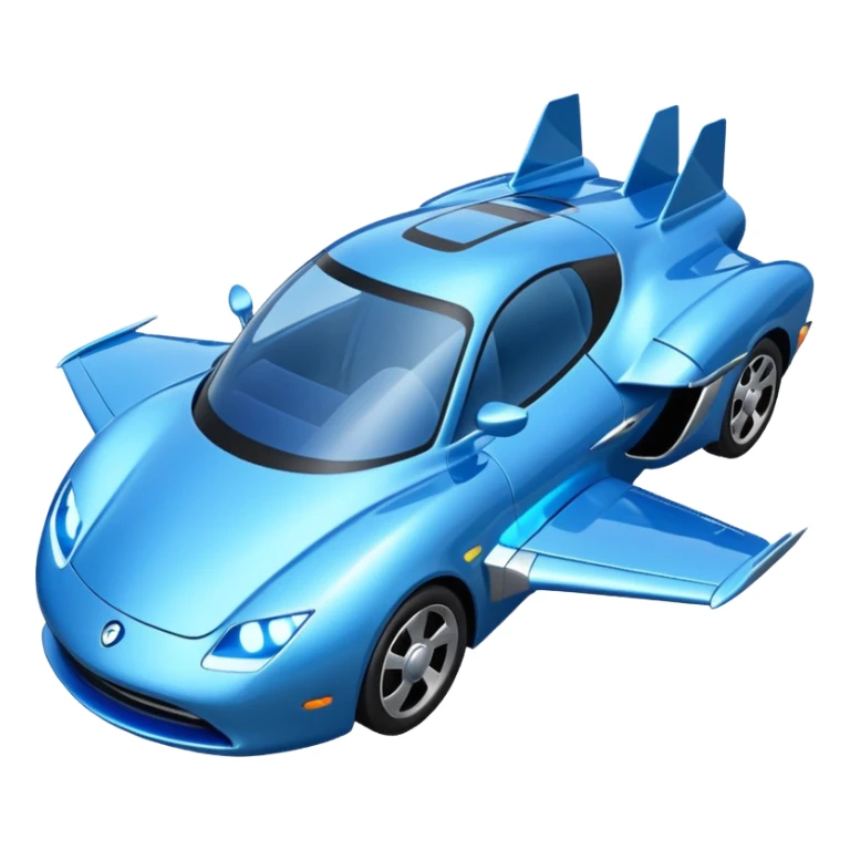 Flying Car – Sleek car with glowing thrusters, hovering above the road sticker