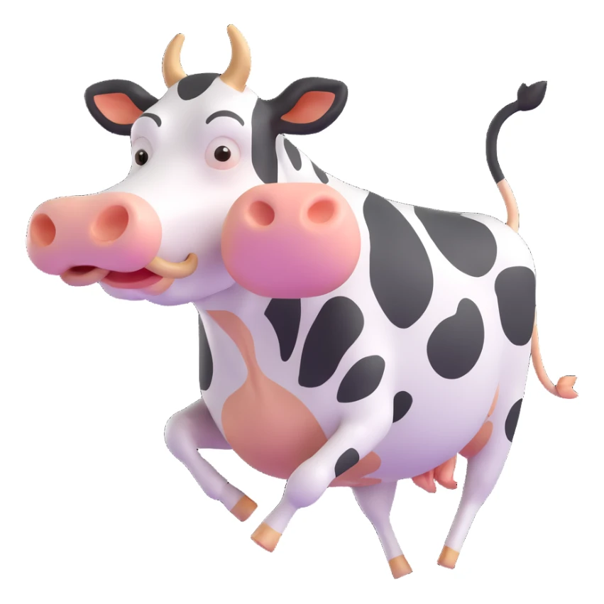 a flying cow floating in the air sticker