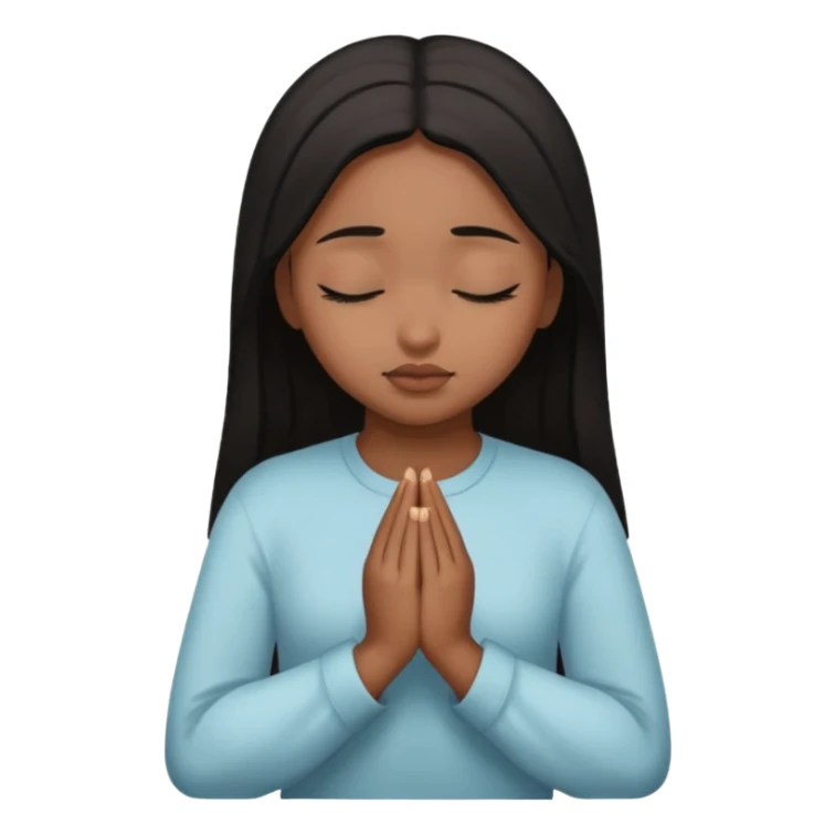 brown girl praying curls black hair and eyes closed sticker