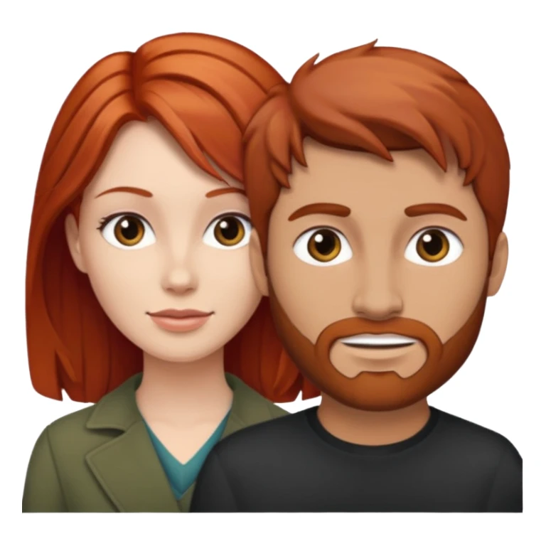 en base a esto👩🏻‍❤️‍💋‍👨🏻, hacer mujer pelirroja y hombre con pelo café sticker