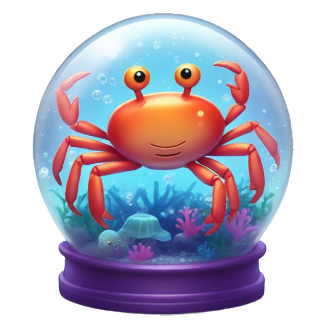 Kawaii neon crab in an under the sea snow globe  sticker