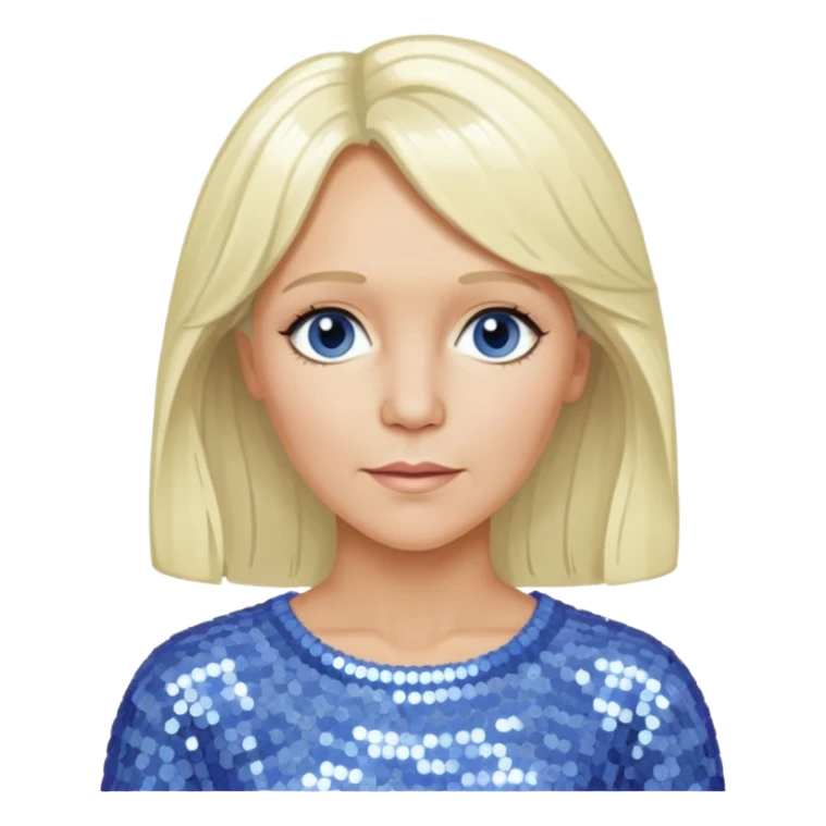  Agnetha Fältskog from ABBA with long platinum blonde hair, periwinkle sequin outfit  sticker