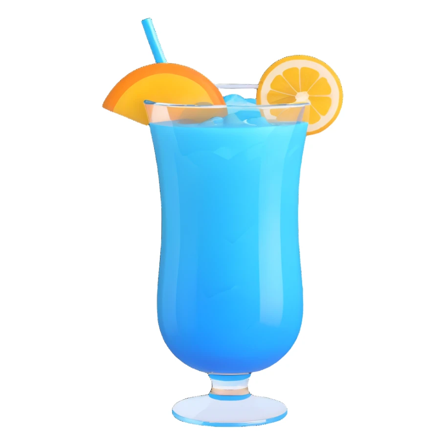blue curaçao tropical cocktail in a hurricane glass sticker