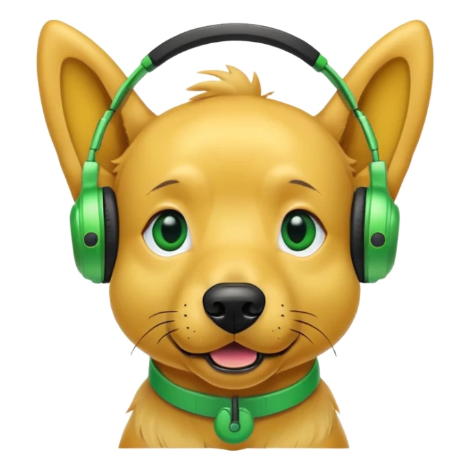 Yellow dog with green headphones sticker