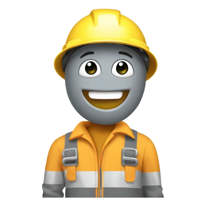 smiley in a construction helmet with thumbs up, wearing a grey boiler suit sticker