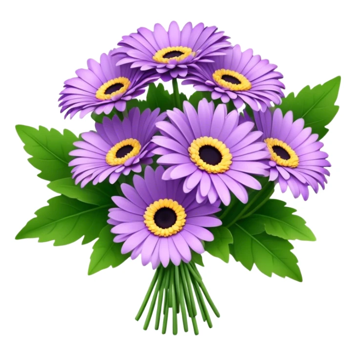 bouquet Lavender Gerbera Daisy, luxuriant, leaf, bud sticker