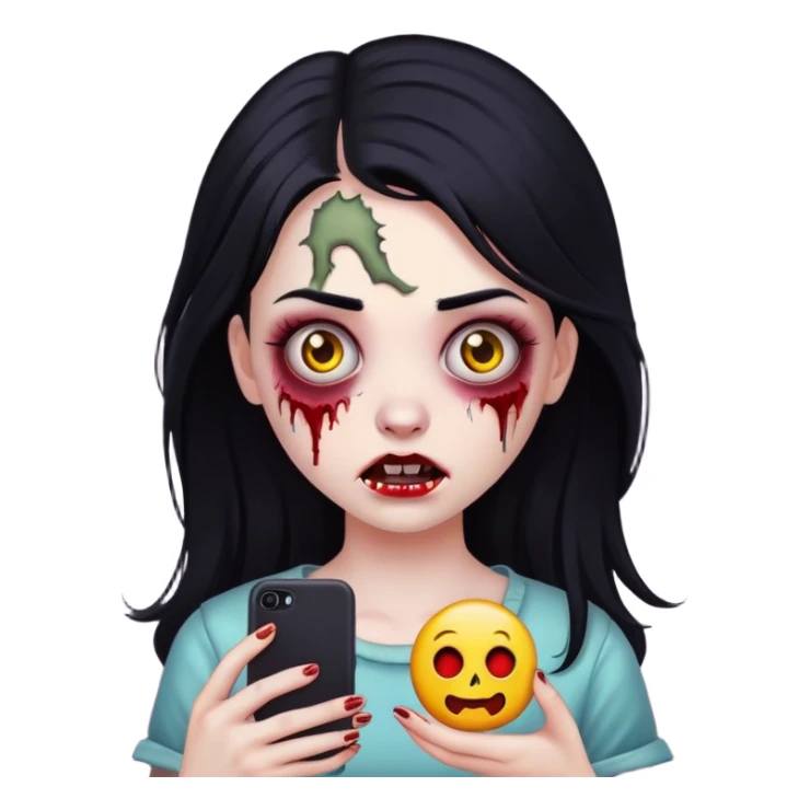 girl zombie with Black hair emoji iphone  sticker