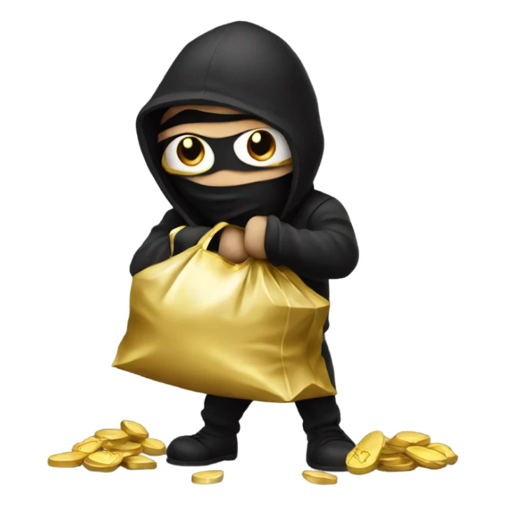 Robber emoji holding a bag with gold sticker