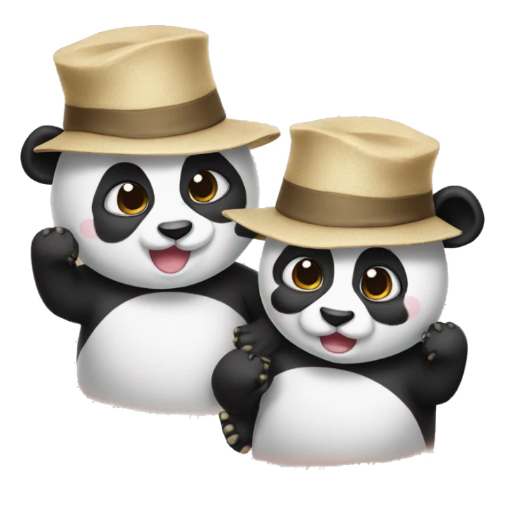 Twin pandas wearing hats sticker