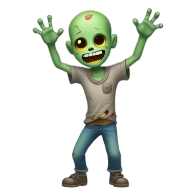 Happy zombie boy with both hands in the air sticker