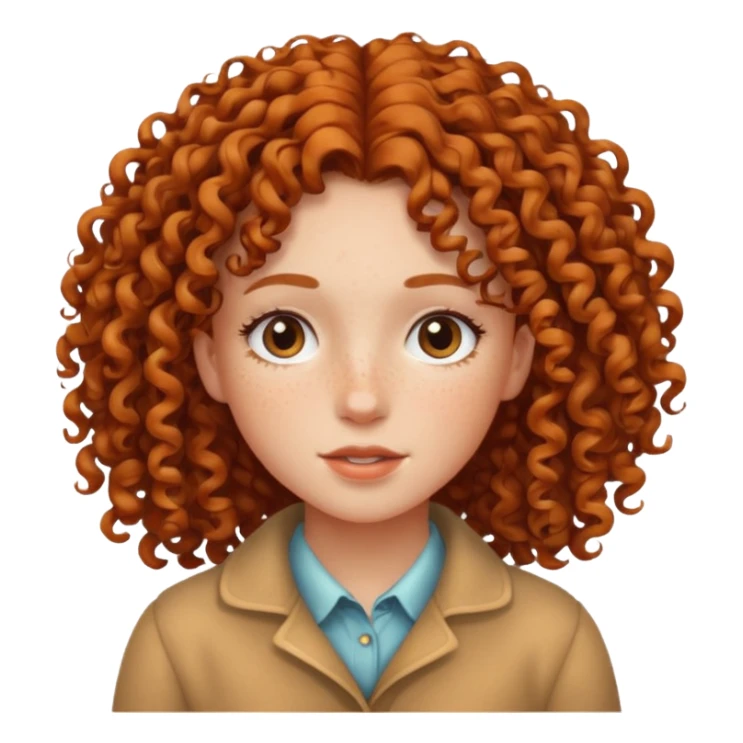freckled girl with curly hair sticker