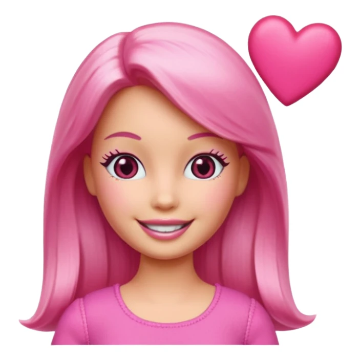 lav en barbie emoji med hjerter istedet for øjne sticker