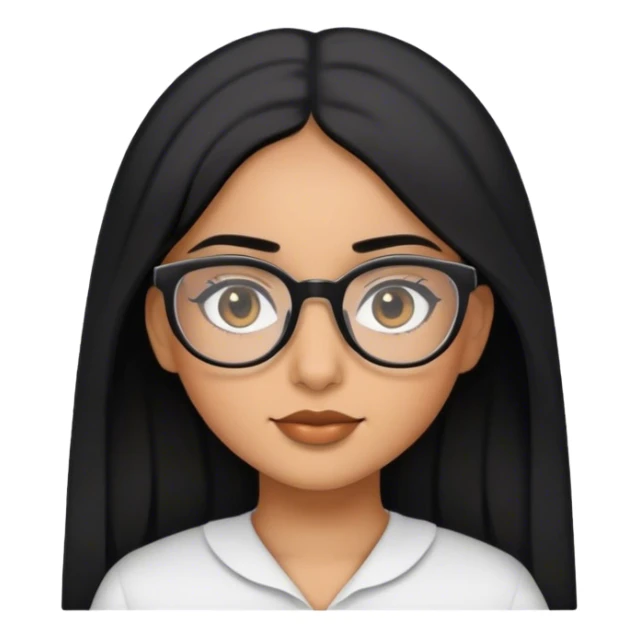 arabic brown girl with black hair  and glasses black eyes sticker