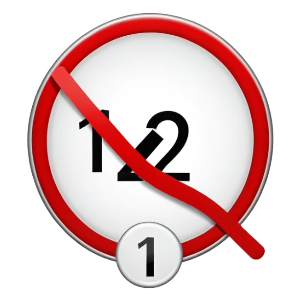 prohibition sign with number 12 inside, no one under 12 allowed symbol sticker