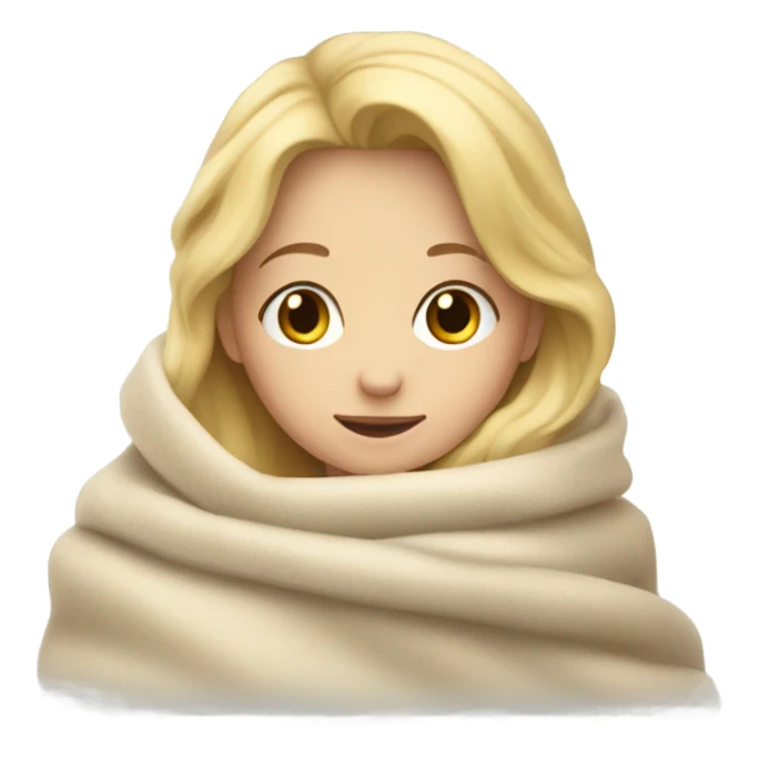 Blonde hair girl cozy under a blanket sticker