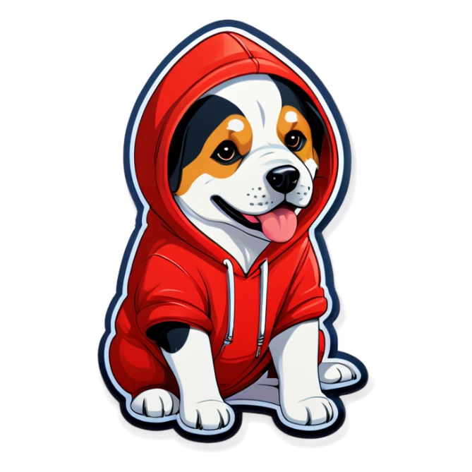 Dog wearing hoodie  sticker