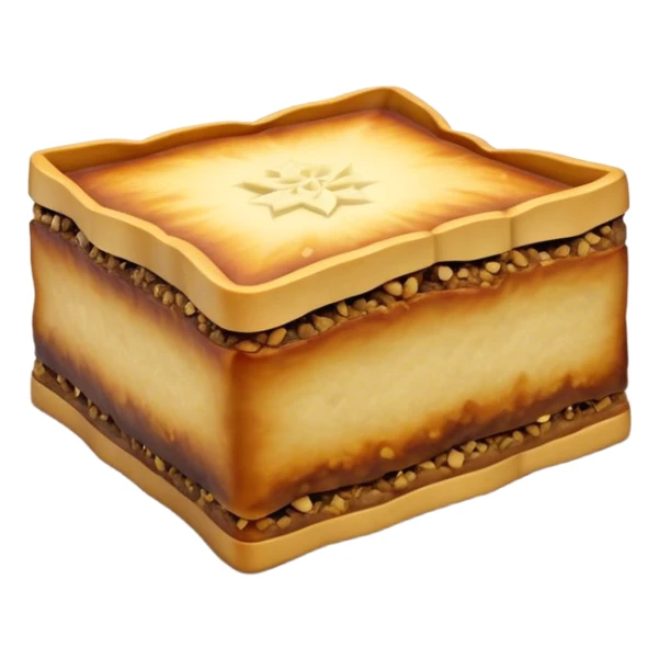 Martabak Cinematic Realistic Martabak Dish Emoji, depicted as a single, square slice of sweet, thick martabak with a rich, indulgent filling, rendered with detailed textures and vibrant, appetizing lighting. sticker