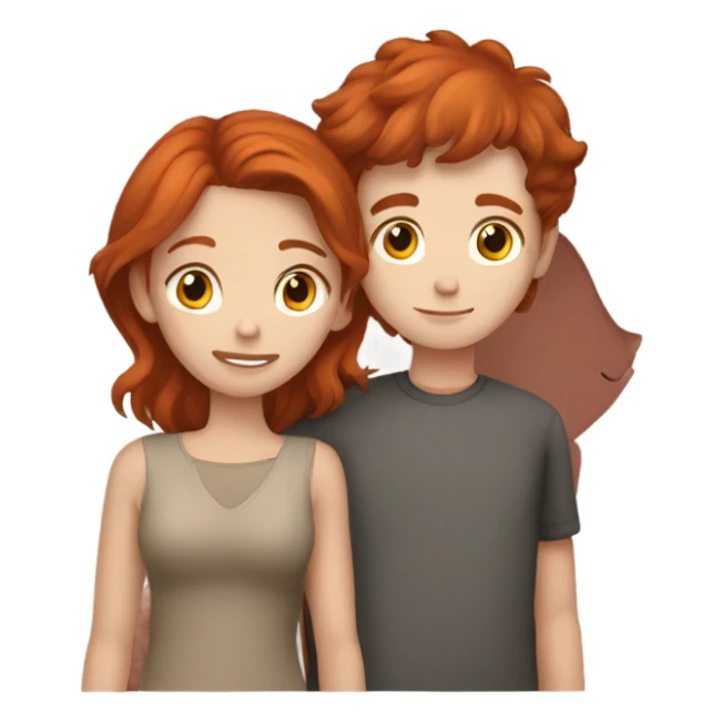 Red head girl and brown hair boy cuddling sticker