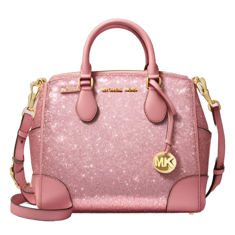 Realistic rose pink glitter michael kors satchel purse. sticker