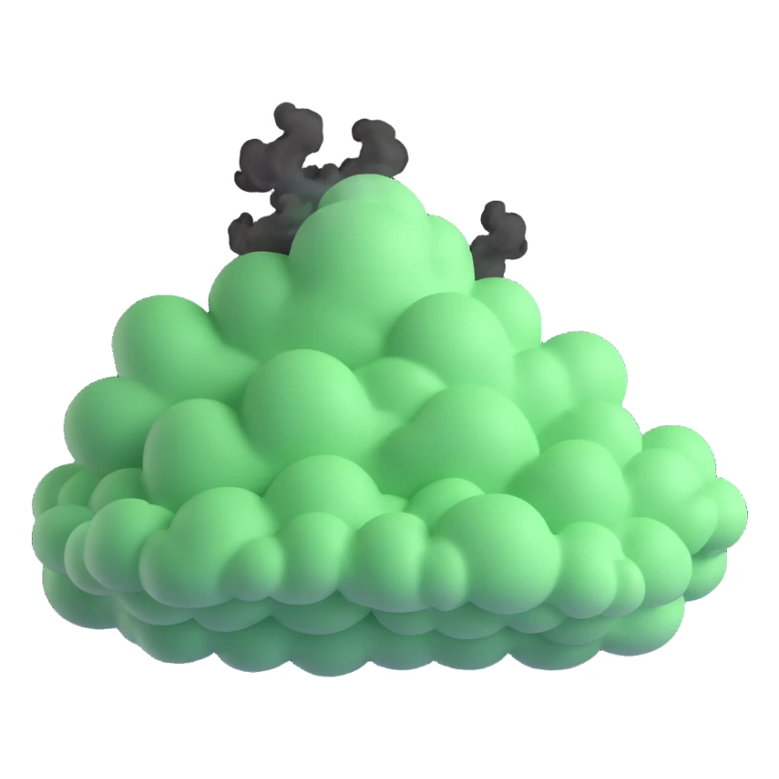 rising cloud of green smoke after explosion sticker