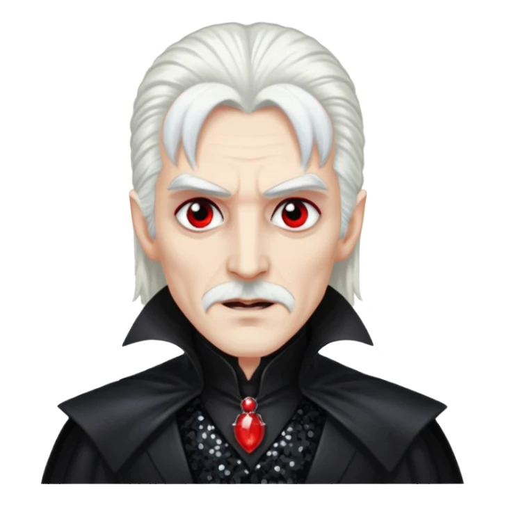 Count Dracula with long white hair, black sequin outfit  sticker