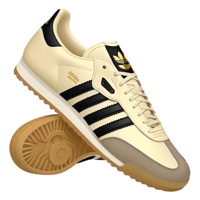 Cream and black and gold adidas samba sticker