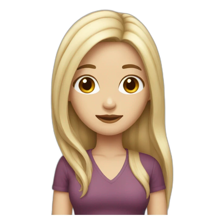 white women with long hair cherry color sticker