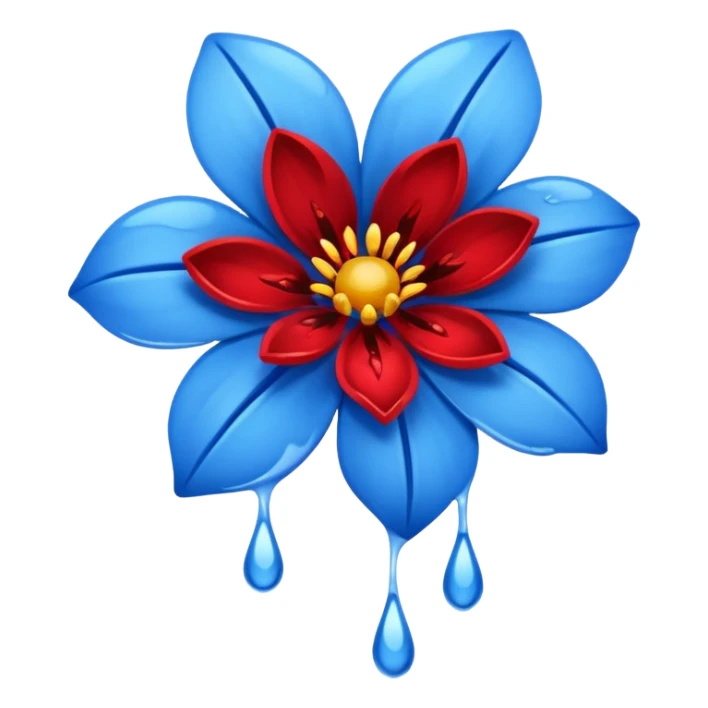 light lys  blue flower spilling wblood sticker