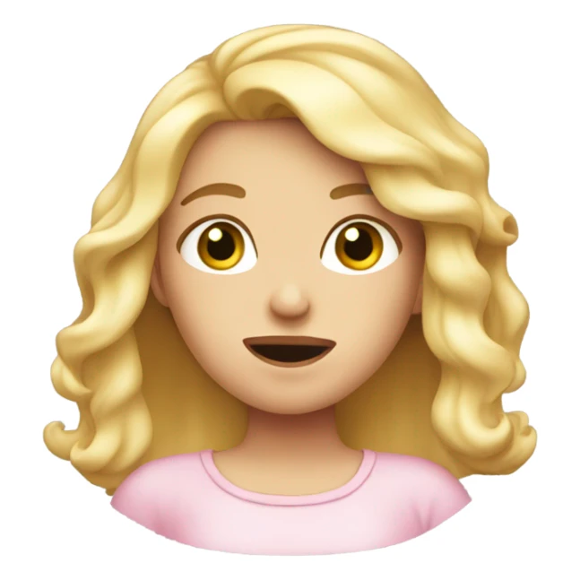 blonde girl with pink cheeks and looking embarrassed  sticker