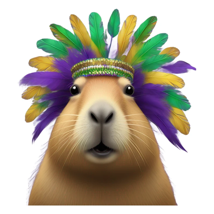 Capybara going to Mardi Gras feather headdress  sticker
