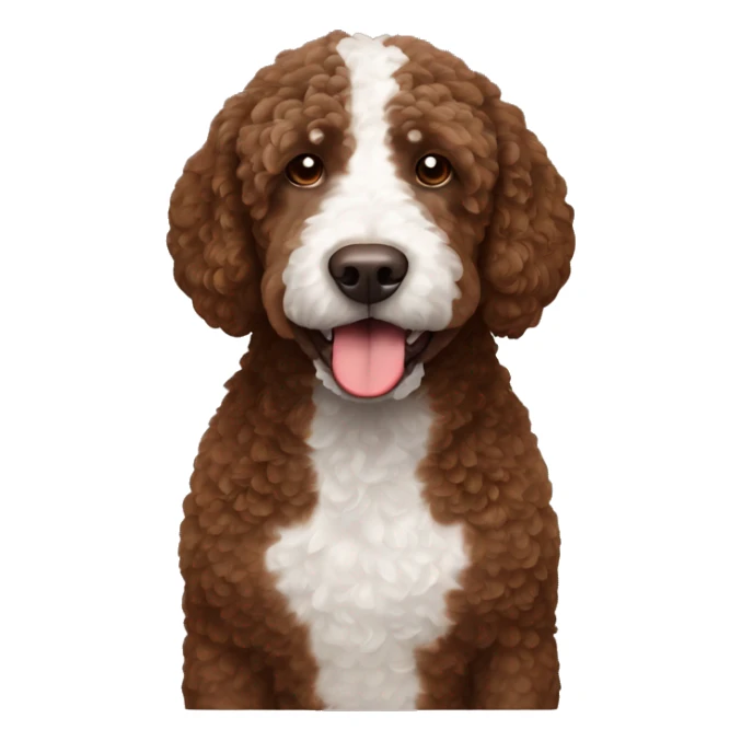 Brown Spanish water dog with white spot on chest  sticker